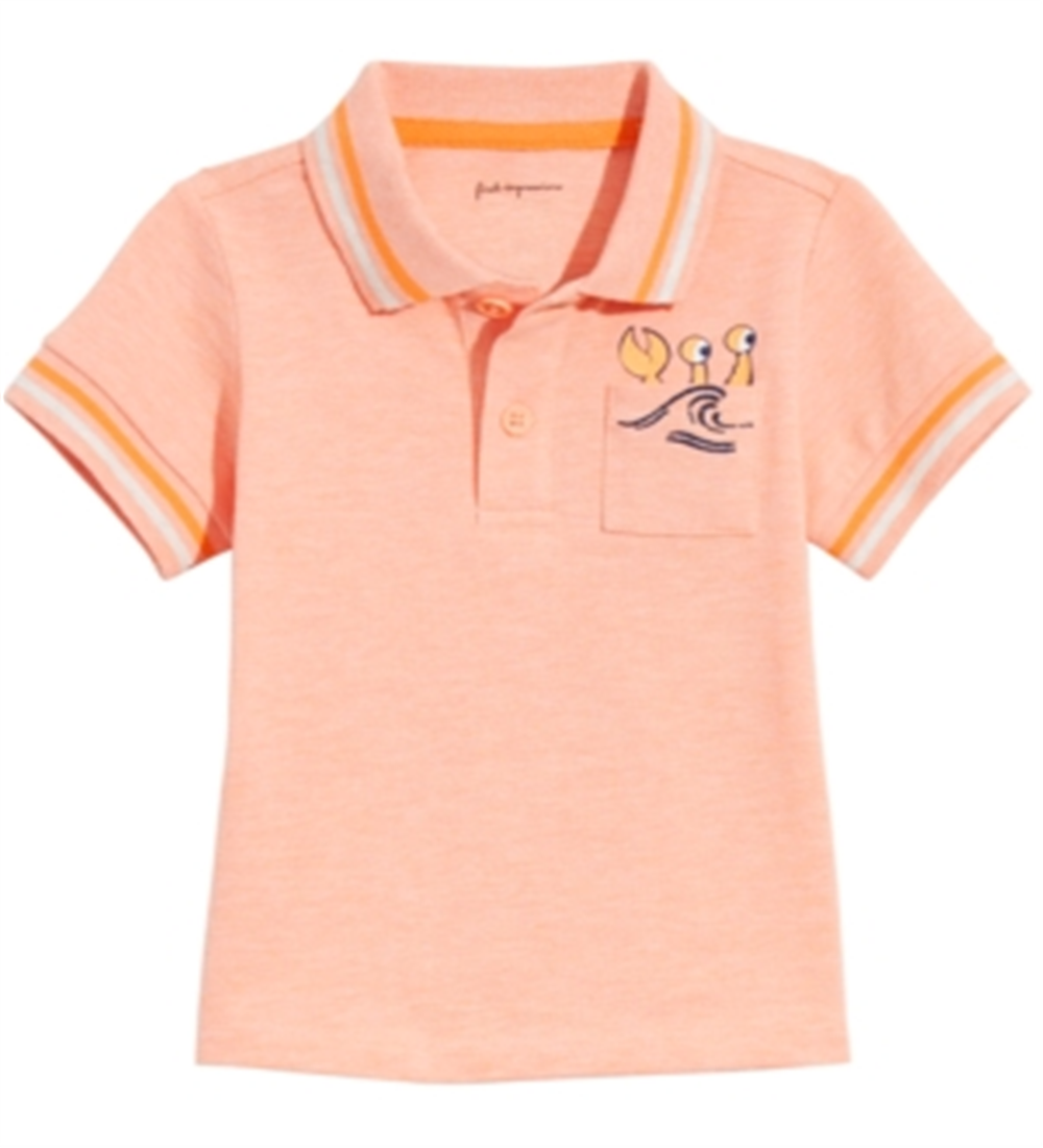 First Impressions Baby Boy's Beach Pocket Cotton Polo Shirt Orange- Size 24 M