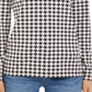 Charter Club Women's Houndstooth Print Zippered Top Black Size L