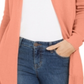 Charter Club Women's Open Front Curved Hem Completer Sweater Orange Size Petite M