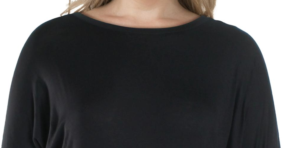 White Mark Women's Plus Bat Sleeve Top Black Size XL