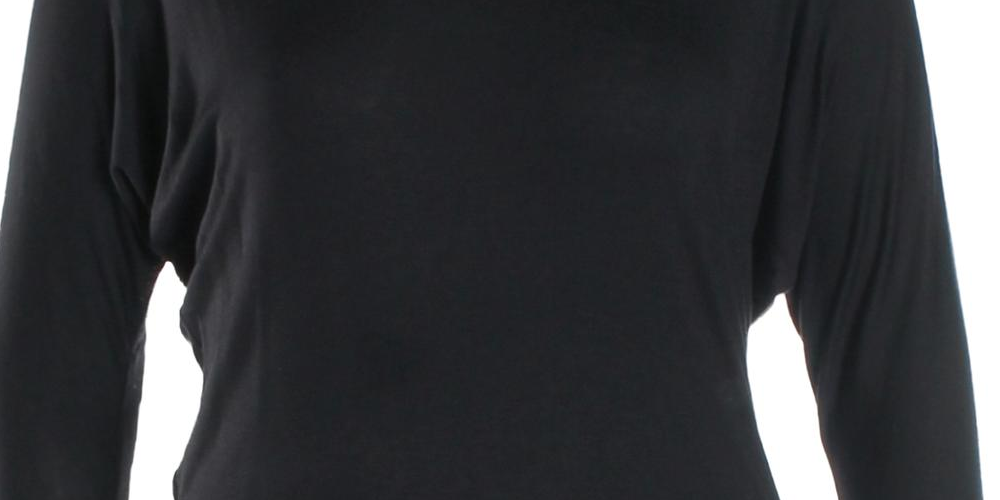 White Mark Women's Plus Bat Sleeve Top Black Size XL