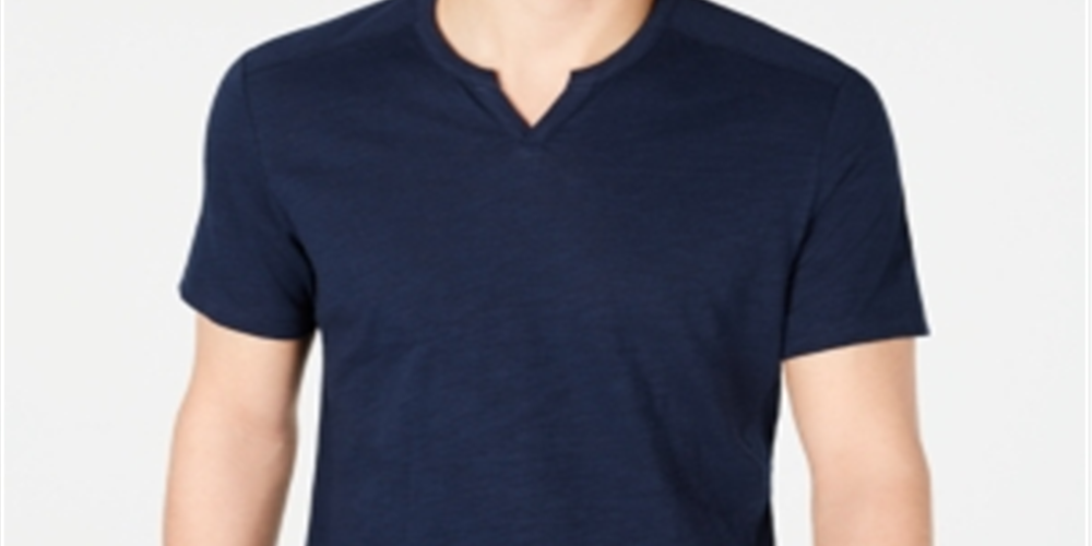 INC International Concepts Mens Split Tee Basic Navy XS