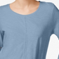 Style & Co Women's Bell Sleeve Jewel Neck Top Blue Size Petite Medium