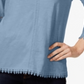 Style & Co Women's Bell Sleeve Jewel Neck Top Blue Size Petite Medium