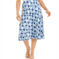 JM Collection Women's Printed MIDI Skirt Blue Size XS