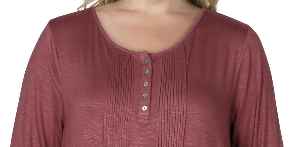 Style & Co Women's Marled Pintuck Top Purple Size XL