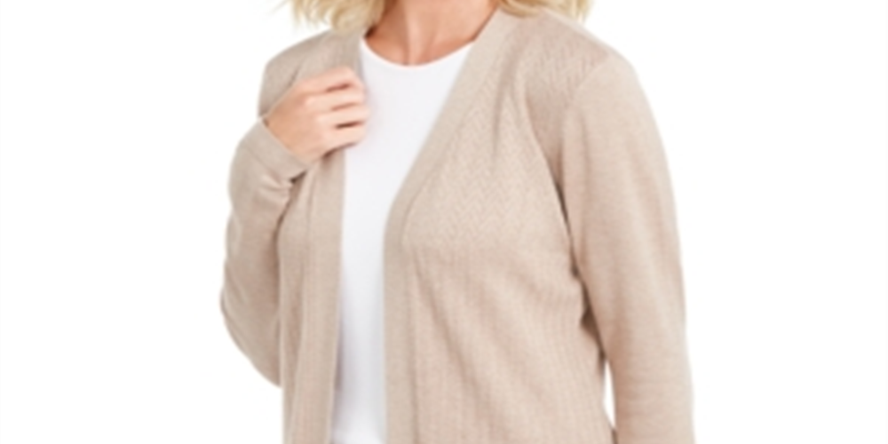 Karen Scott Women's Open Stitch Cardigan Brown Size XXL