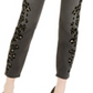 INC International Concepts Women's Flocked Leopard Print Skinny Jeans Black Size 0