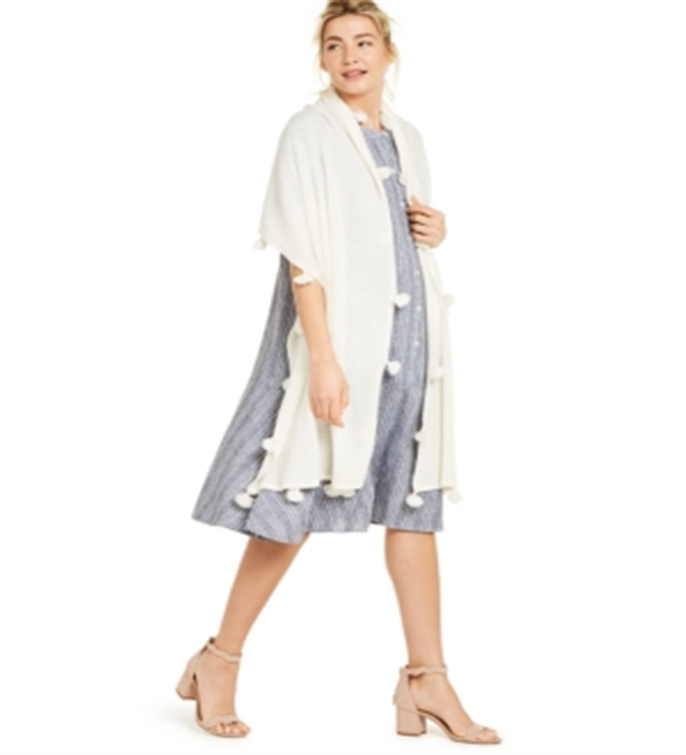 Charter Club Women's Cashmere Tasseled Scarf White One Size