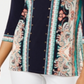 JM Collection Women's Studded Printed 3/4 Sleeve Top Blue Size M