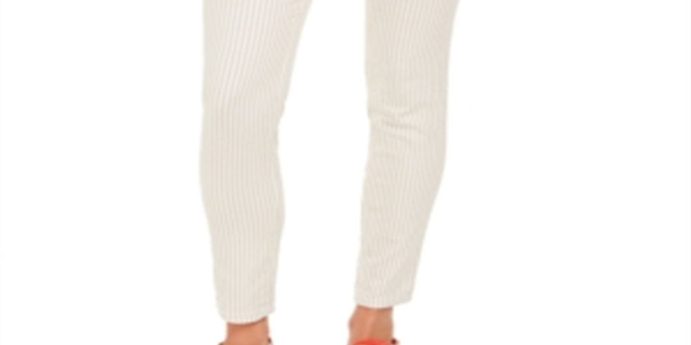 Charter Club Women's Printed Stripe Bristol Skinny Ankle Jeans Brown Size 14