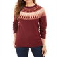 Style & Co Women's Fair Isle Crewneck Sweater Red Size PP
