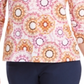 JM Collection Women's Printed 3/4 Sleeve Jacquard Top Pink Size 2XL
