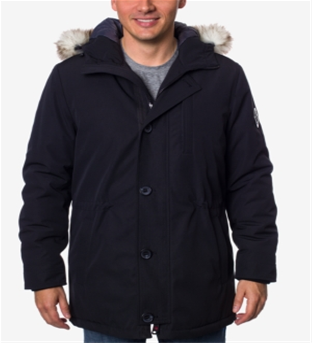 Halifax Men's Faux Fur TrimJacket Blue Size XXL