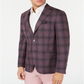 Tallia Men's Slim Fit Plaid Sport Coat Gray Size 48
