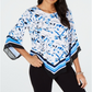 Alfani Women's V Hem Angel-Sleeve Top Blue Size PP
