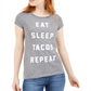 Love Tribe Junior's Eat Sleep Tacos Graphic T-Shirt Gray Size L