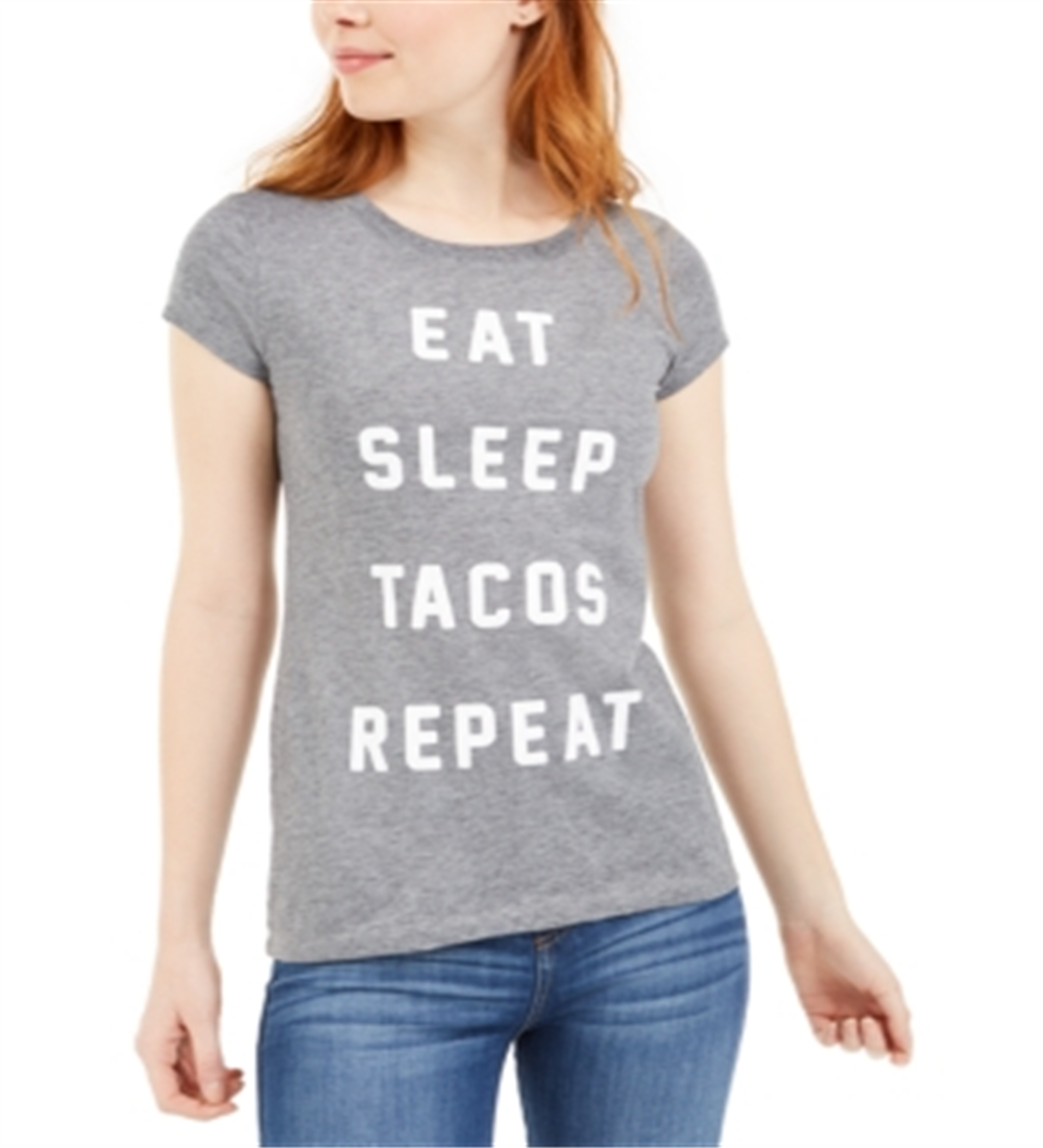 Love Tribe Junior's Eat Sleep Tacos Graphic T-Shirt Gray Size L