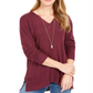 Style & Co Women's Drop Shoulder V Neck Tunic Red Size Small