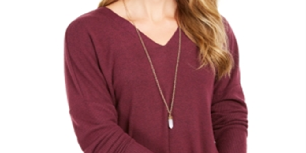Style & Co Women's Drop Shoulder V Neck Tunic Red Size Small