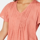 Style & Co Women's Coral Ruffled Cap Sleeve V Neck Top Orange Size Petite