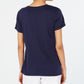 Maison Jules Women's Sequined Printed Short Sleeve Crew Neck T-Shirt Top Blue Size Large