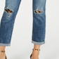 INC International Concepts Women's Animal Print Boyfriend Jeans  Black Size 2