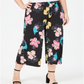 NY Collection Women's Plus Printed Gaucho Pants Black Size XL