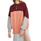 Free People Women's Block Long Sleeve Crew Neck T-Shirt Orange Size Small