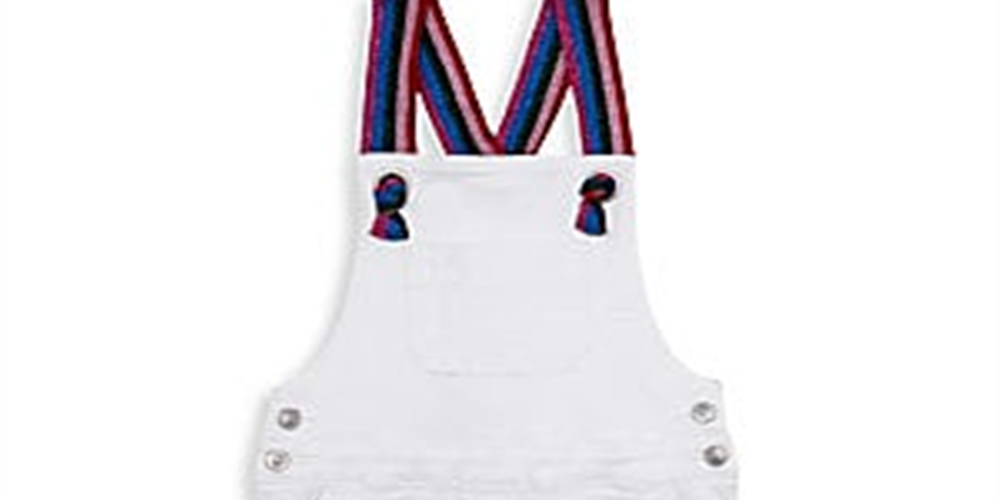Hudson Girl's Donna Rainbow Strap Denim Overalls Dress White Size -M