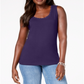 Karen Scott Women's Cotton Studded Tank Purple- Size Petite M