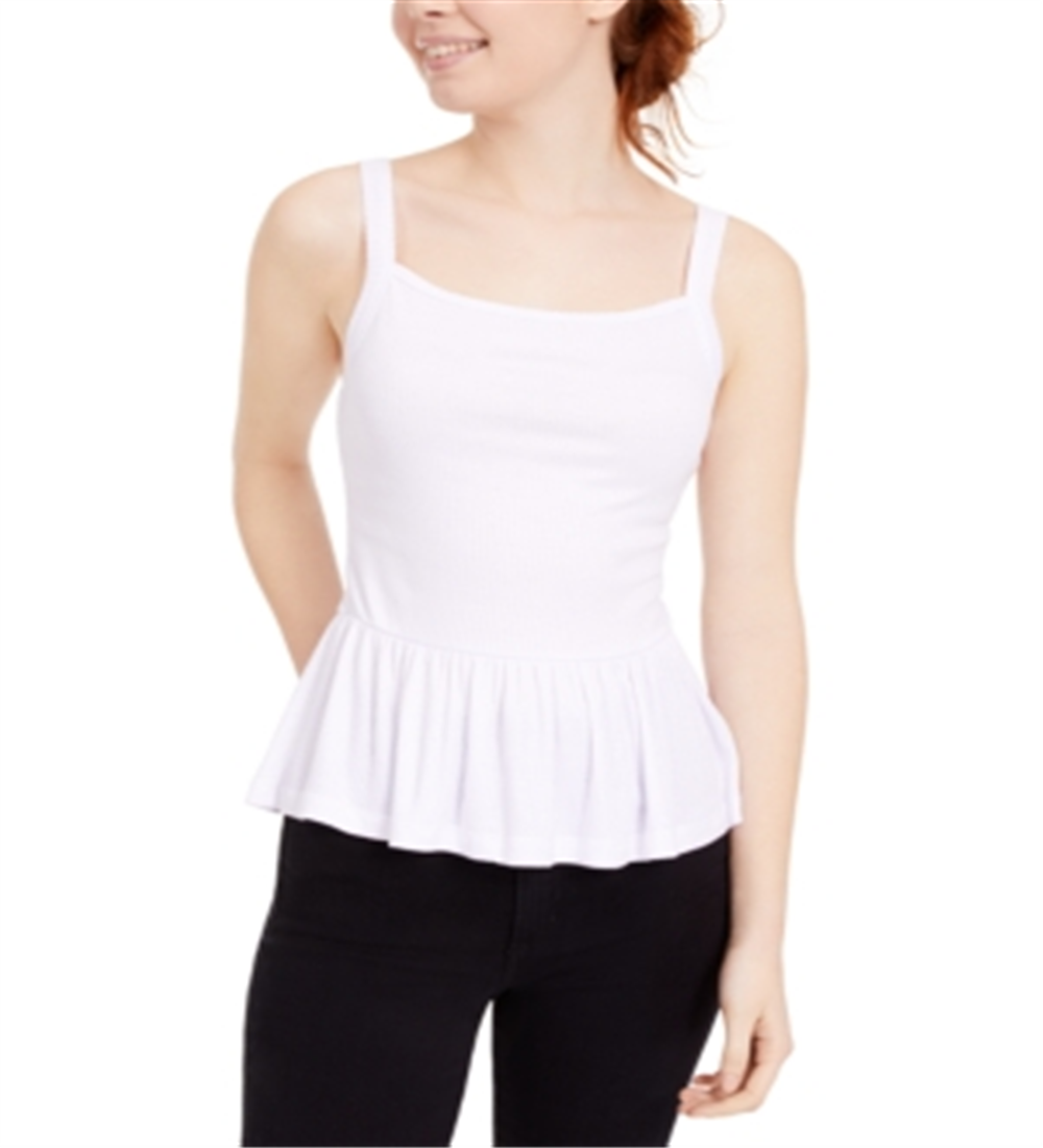 Derek Heart Junior's Smocked Waist Peplum Top White Size L