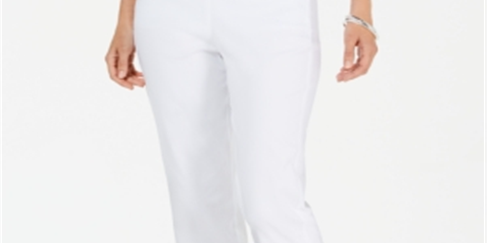 JM Collection Women's Cropped Zipper Trim Pants White Size PP