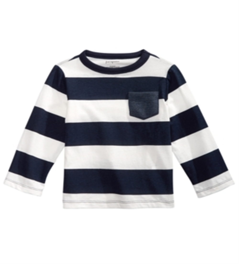 First Impressions Baby Boy's Cotton Rugby Stripe T-Shirt  Blue Size 24 M