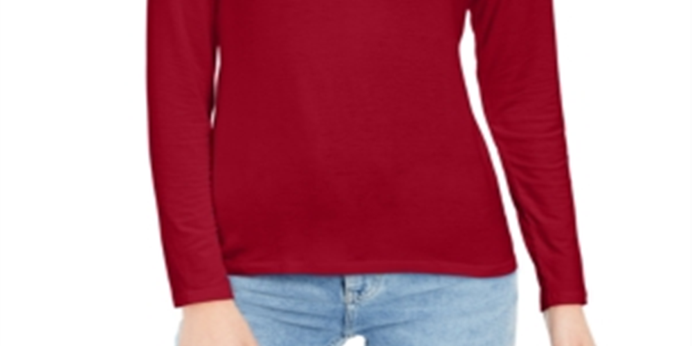 Style & Co Women's Mock Neck Top Red Size Petite S