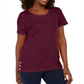 Karen Scott Women's Button Hem Scoop Neck Cotton Top Maroon Size S