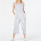 Monteau Women's Striped Cropped Jumpsuit -White Size Petite XL