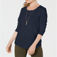 Style & Co Women's Scoop Neck Top Blue Size Petite L