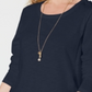 Style & Co Women's Scoop Neck Top Blue Size Petite L