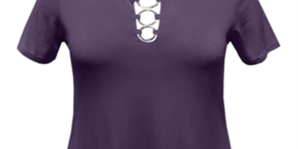 JM Collection Women's Ring Handkerchief Hem Top Purple Size XL