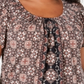 Karen Scott Women's Plus Printed Pleated Blouse Brown Size XXL