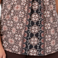 Karen Scott Women's Plus Printed Pleated Blouse Brown Size XXL