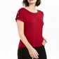 NY Collection Women's Button Sleeve Top  Red Size Petite XL