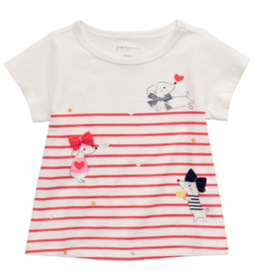 First Impressions Baby Girl's Dog Print Striped T-Shirt White Size 3-6 M