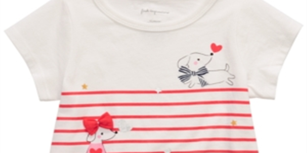 First Impressions Baby Girl's Dog Print Striped T-Shirt White Size 3-6 M