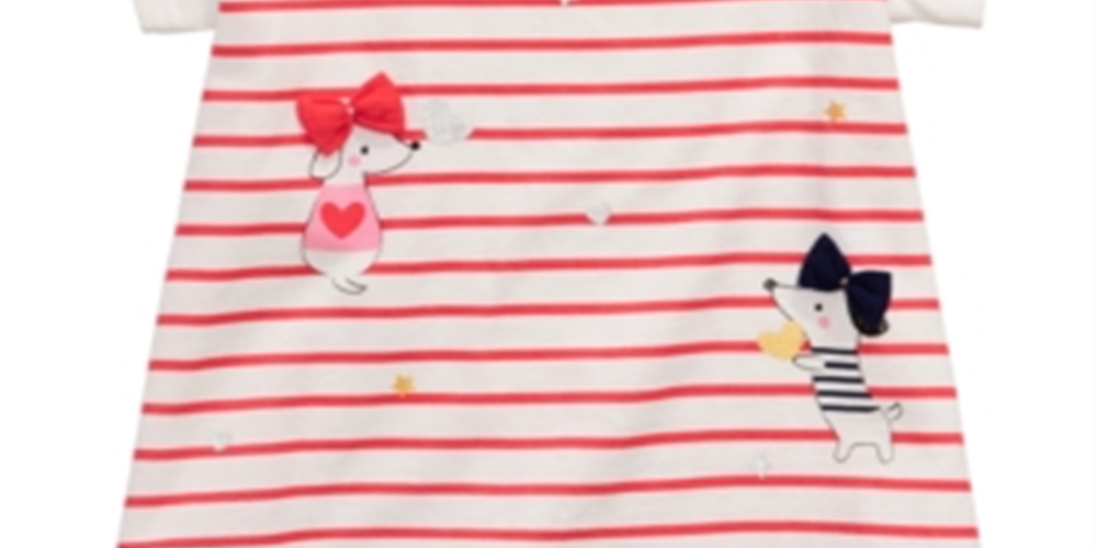 First Impressions Baby Girl's Dog Print Striped T-Shirt White Size 3-6 M