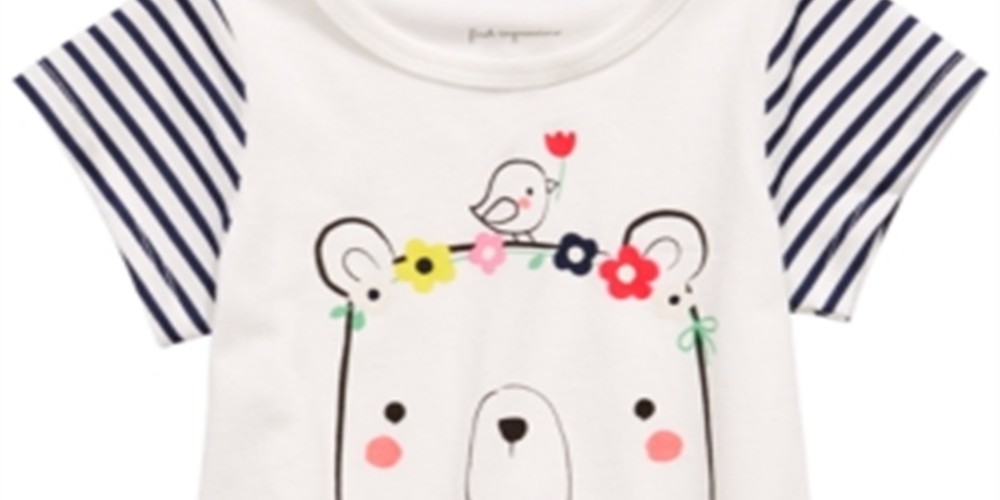 First Impressions Baby Girl's Bear Print Cotton T-Shirt White Size 6-9 M