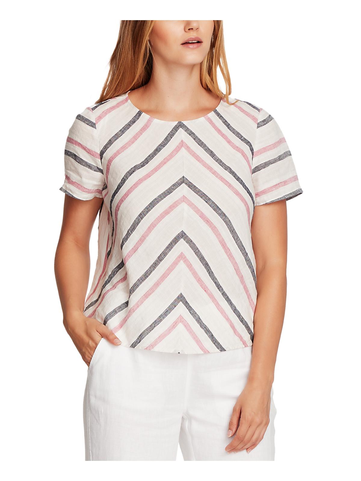 Vince Camuto Women's Linen Striped Top Pink Size Small