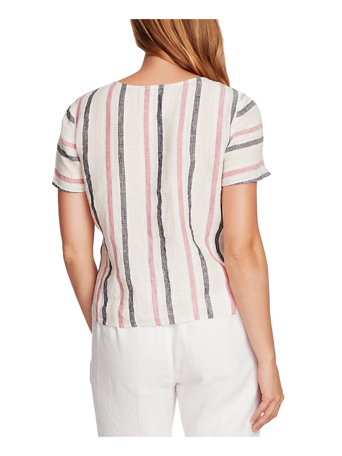 Vince Camuto Women's Linen Striped Top Pink Size Small