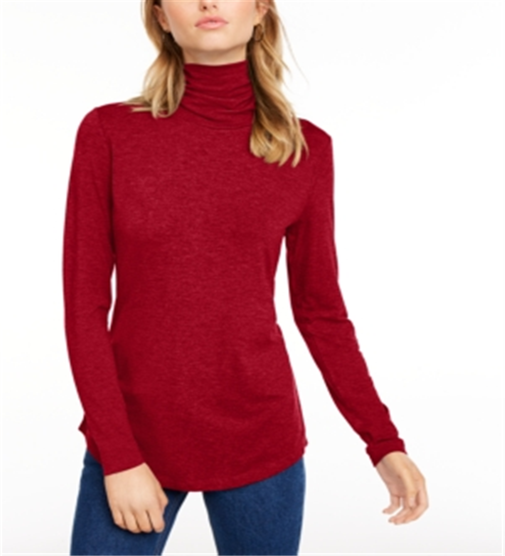 Maison Jules Women's Turtleneck Top Red Size XS